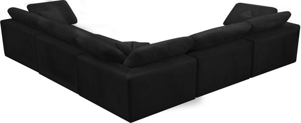 Cozy Velvet / Fiber / Engineered Wood Contemporary Black Velvet Cloud-Like Comfort Modular Sectional - 119" W x 120" D x 32" H