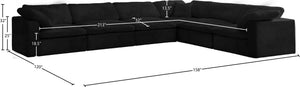 Cozy Velvet / Fiber / Engineered Wood Contemporary Black Velvet Cloud-Like Comfort Modular Sectional - 158" W x 120" D x 32" H