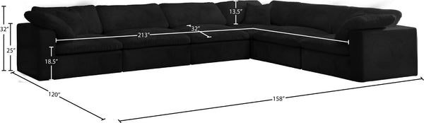 Cozy Velvet / Fiber / Engineered Wood Contemporary Black Velvet Cloud-Like Comfort Modular Sectional - 158" W x 120" D x 32" H