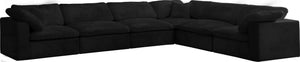 Cozy Velvet / Fiber / Engineered Wood Contemporary Black Velvet Cloud-Like Comfort Modular Sectional - 158" W x 120" D x 32" H