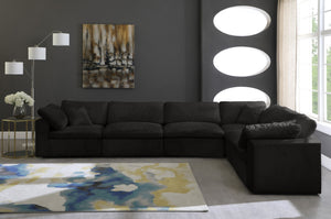 Cozy Velvet / Fiber / Engineered Wood Contemporary Black Velvet Cloud-Like Comfort Modular Sectional - 158" W x 120" D x 32" H