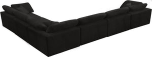 Cozy Velvet / Fiber / Engineered Wood Contemporary Black Velvet Cloud-Like Comfort Modular Sectional - 158" W x 120" D x 32" H