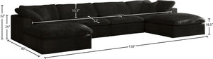Cozy Velvet / Fiber / Engineered Wood Contemporary Black Velvet Cloud-Like Comfort Modular Sectional - 158" W x 80" D x 32" H