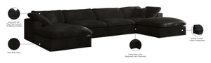 Cozy Velvet / Fiber / Engineered Wood Contemporary Black Velvet Cloud-Like Comfort Modular Sectional - 158" W x 80" D x 32" H