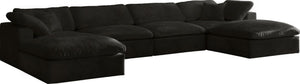 Cozy Velvet / Fiber / Engineered Wood Contemporary Black Velvet Cloud-Like Comfort Modular Sectional - 158" W x 80" D x 32" H
