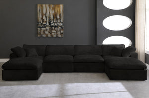 Cozy Velvet / Fiber / Engineered Wood Contemporary Black Velvet Cloud-Like Comfort Modular Sectional - 158" W x 80" D x 32" H