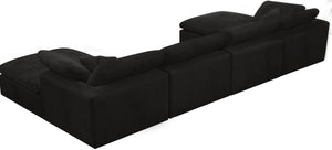 Cozy Velvet / Fiber / Engineered Wood Contemporary Black Velvet Cloud-Like Comfort Modular Sectional - 158" W x 80" D x 32" H