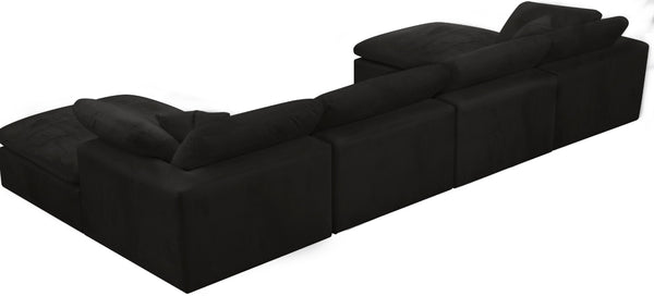 Cozy Velvet / Fiber / Engineered Wood Contemporary Black Velvet Cloud-Like Comfort Modular Sectional - 158" W x 80" D x 32" H