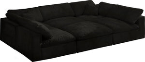 Cozy Velvet / Fiber / Engineered Wood Contemporary Black Velvet Cloud-Like Comfort Modular Sectional - 119" W x 80" D x 32" H