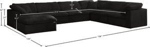 Cozy Velvet / Fiber / Engineered Wood Contemporary Black Velvet Cloud-Like Comfort Modular Sectional - 158" W x 120" D x 32" H