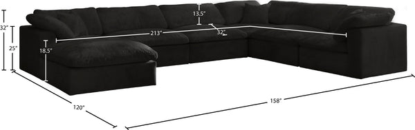 Cozy Velvet / Fiber / Engineered Wood Contemporary Black Velvet Cloud-Like Comfort Modular Sectional - 158" W x 120" D x 32" H