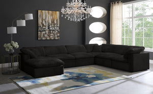 Cozy Velvet / Fiber / Engineered Wood Contemporary Black Velvet Cloud-Like Comfort Modular Sectional - 158" W x 120" D x 32" H