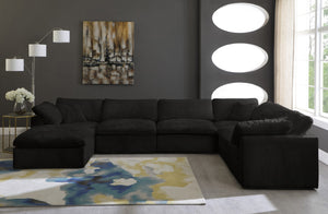 Cozy Velvet / Fiber / Engineered Wood Contemporary Black Velvet Cloud-Like Comfort Modular Sectional - 158" W x 120" D x 32" H