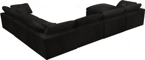 Cozy Velvet / Fiber / Engineered Wood Contemporary Black Velvet Cloud-Like Comfort Modular Sectional - 158" W x 120" D x 32" H