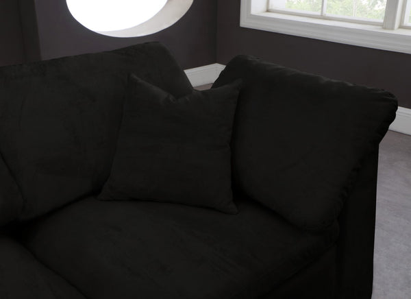 Cozy Velvet / Fiber / Engineered Wood Contemporary Black Velvet Cloud-Like Comfort Modular Sectional - 158" W x 120" D x 32" H