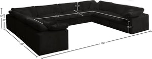 Cozy Velvet / Fiber / Engineered Wood Contemporary Black Velvet Cloud-Like Comfort Modular Sectional - 158" W x 120" D x 32" H