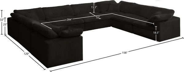 Cozy Velvet / Fiber / Engineered Wood Contemporary Black Velvet Cloud-Like Comfort Modular Sectional - 158" W x 120" D x 32" H