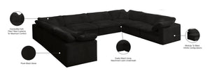 Cozy Velvet / Fiber / Engineered Wood Contemporary Black Velvet Cloud-Like Comfort Modular Sectional - 158" W x 120" D x 32" H