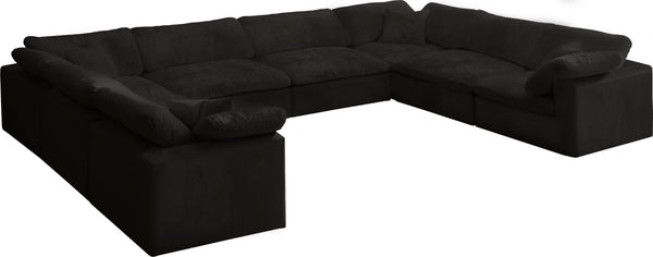 Cozy Velvet / Fiber / Engineered Wood Contemporary Black Velvet Cloud-Like Comfort Modular Sectional - 158" W x 120" D x 32" H