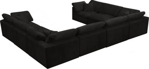 Cozy Velvet / Fiber / Engineered Wood Contemporary Black Velvet Cloud-Like Comfort Modular Sectional - 158" W x 120" D x 32" H