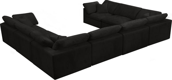 Cozy Velvet / Fiber / Engineered Wood Contemporary Black Velvet Cloud-Like Comfort Modular Sectional - 158" W x 120" D x 32" H