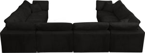Cozy Velvet / Fiber / Engineered Wood Contemporary Black Velvet Cloud-Like Comfort Modular Sectional - 158" W x 120" D x 32" H