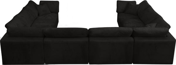 Cozy Velvet / Fiber / Engineered Wood Contemporary Black Velvet Cloud-Like Comfort Modular Sectional - 158" W x 120" D x 32" H