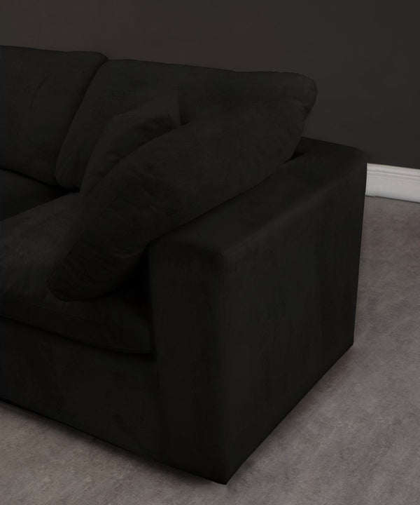 Cozy Velvet / Fiber / Engineered Wood Contemporary Black Velvet Cloud-Like Comfort Modular Sectional - 158" W x 120" D x 32" H