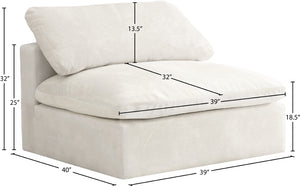 Cozy Velvet / Fiber / Engineered Wood Contemporary Cream Velvet Chair - 39" W x 40" D x 32" H