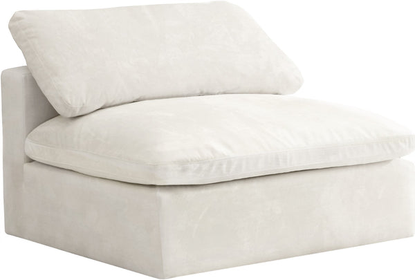 Cozy Velvet / Fiber / Engineered Wood Contemporary Cream Velvet Chair - 39" W x 40" D x 32" H