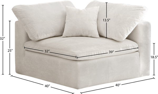 Cozy Velvet / Fiber / Engineered Wood Contemporary Cream Velvet Chair - 40" W x 40" D x 32" H