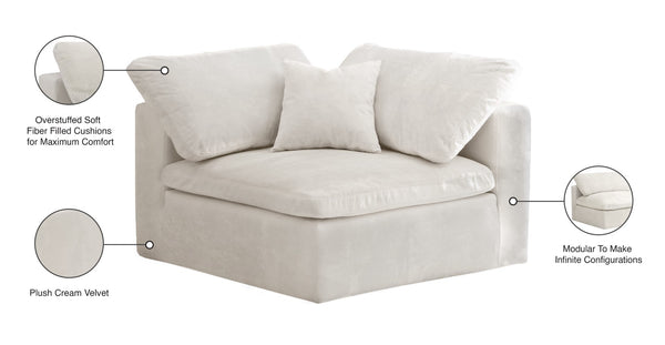 Cozy Velvet / Fiber / Engineered Wood Contemporary Cream Velvet Chair - 40" W x 40" D x 32" H