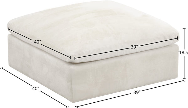 Cozy Velvet / Fiber / Engineered Wood Contemporary Cream Velvet Ottoman - 39" W x 40" D x 18.5" H