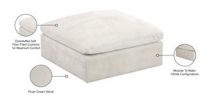 Cozy Velvet / Fiber / Engineered Wood Contemporary Cream Velvet Ottoman - 39" W x 40" D x 18.5" H