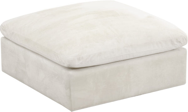 Cozy Velvet / Fiber / Engineered Wood Contemporary Cream Velvet Ottoman - 39" W x 40" D x 18.5" H