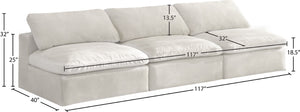 Cozy Velvet / Fiber / Engineered Wood Contemporary Cream Velvet Cloud-Like Comfort Modular Armless Sofa - 117" W x 40" D x 32" H