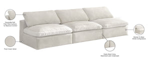 Cozy Velvet / Fiber / Engineered Wood Contemporary Cream Velvet Cloud-Like Comfort Modular Armless Sofa - 117" W x 40" D x 32" H
