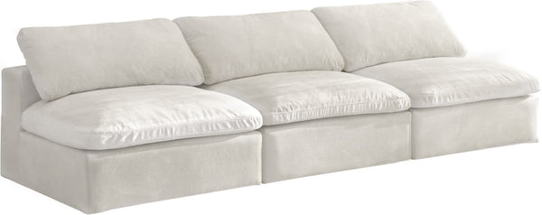 Cozy Velvet / Fiber / Engineered Wood Contemporary Cream Velvet Cloud-Like Comfort Modular Armless Sofa - 117" W x 40" D x 32" H