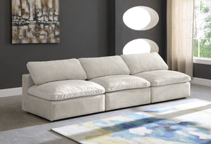 Cozy Velvet / Fiber / Engineered Wood Contemporary Cream Velvet Cloud-Like Comfort Modular Armless Sofa - 117" W x 40" D x 32" H