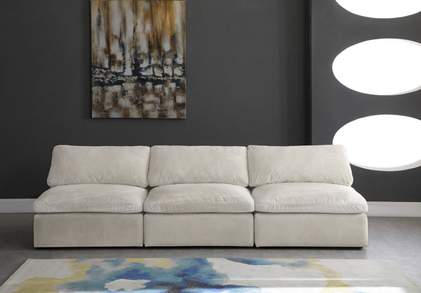 Cozy Velvet / Fiber / Engineered Wood Contemporary Cream Velvet Cloud-Like Comfort Modular Armless Sofa - 117" W x 40" D x 32" H