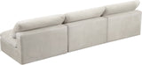 Cozy Velvet / Fiber / Engineered Wood Contemporary Cream Velvet Cloud-Like Comfort Modular Armless Sofa - 117" W x 40" D x 32" H