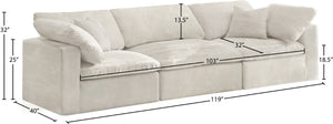 Cozy Velvet / Fiber / Engineered Wood Contemporary Cream Velvet Cloud-Like Comfort Modular Sofa - 119" W x 40" D x 32" H