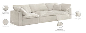 Cozy Velvet / Fiber / Engineered Wood Contemporary Cream Velvet Cloud-Like Comfort Modular Sofa - 119" W x 40" D x 32" H