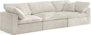Cozy Velvet / Fiber / Engineered Wood Contemporary Cream Velvet Cloud-Like Comfort Modular Sofa - 119" W x 40" D x 32" H