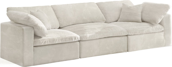 Cozy Velvet / Fiber / Engineered Wood Contemporary Cream Velvet Cloud-Like Comfort Modular Sofa - 119" W x 40" D x 32" H