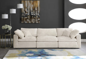 Cozy Velvet / Fiber / Engineered Wood Contemporary Cream Velvet Cloud-Like Comfort Modular Sofa - 119" W x 40" D x 32" H