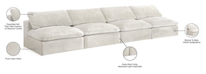 Cozy Velvet / Fiber / Engineered Wood Contemporary Cream Velvet Cloud-Like Comfort Modular Armless Sofa - 156" W x 40" D x 32" H