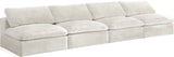 Cozy Velvet / Fiber / Engineered Wood Contemporary Cream Velvet Cloud-Like Comfort Modular Armless Sofa - 156" W x 40" D x 32" H