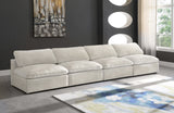 Cozy Velvet / Fiber / Engineered Wood Contemporary Cream Velvet Cloud-Like Comfort Modular Armless Sofa - 156" W x 40" D x 32" H