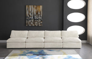 Cozy Velvet / Fiber / Engineered Wood Contemporary Cream Velvet Cloud-Like Comfort Modular Armless Sofa - 156" W x 40" D x 32" H